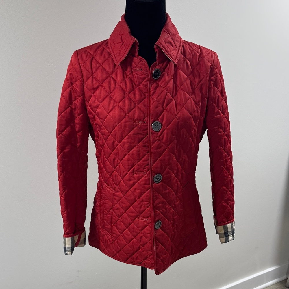 Burberry Red Quilted Puffer Jacket